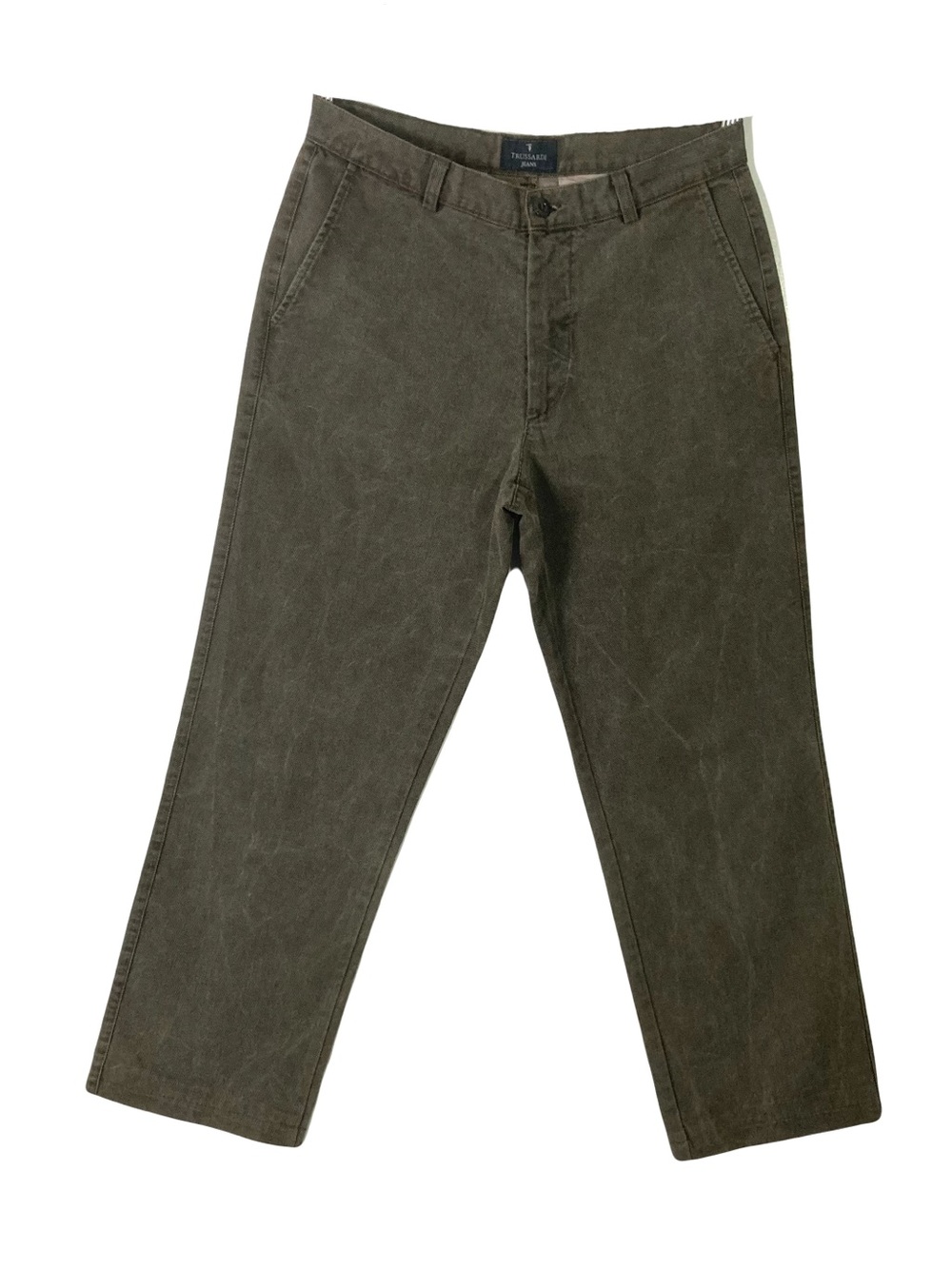 TRUSSARDI Jeans 48/M Brown ITALY Acid-Wash Texture Straight Chino